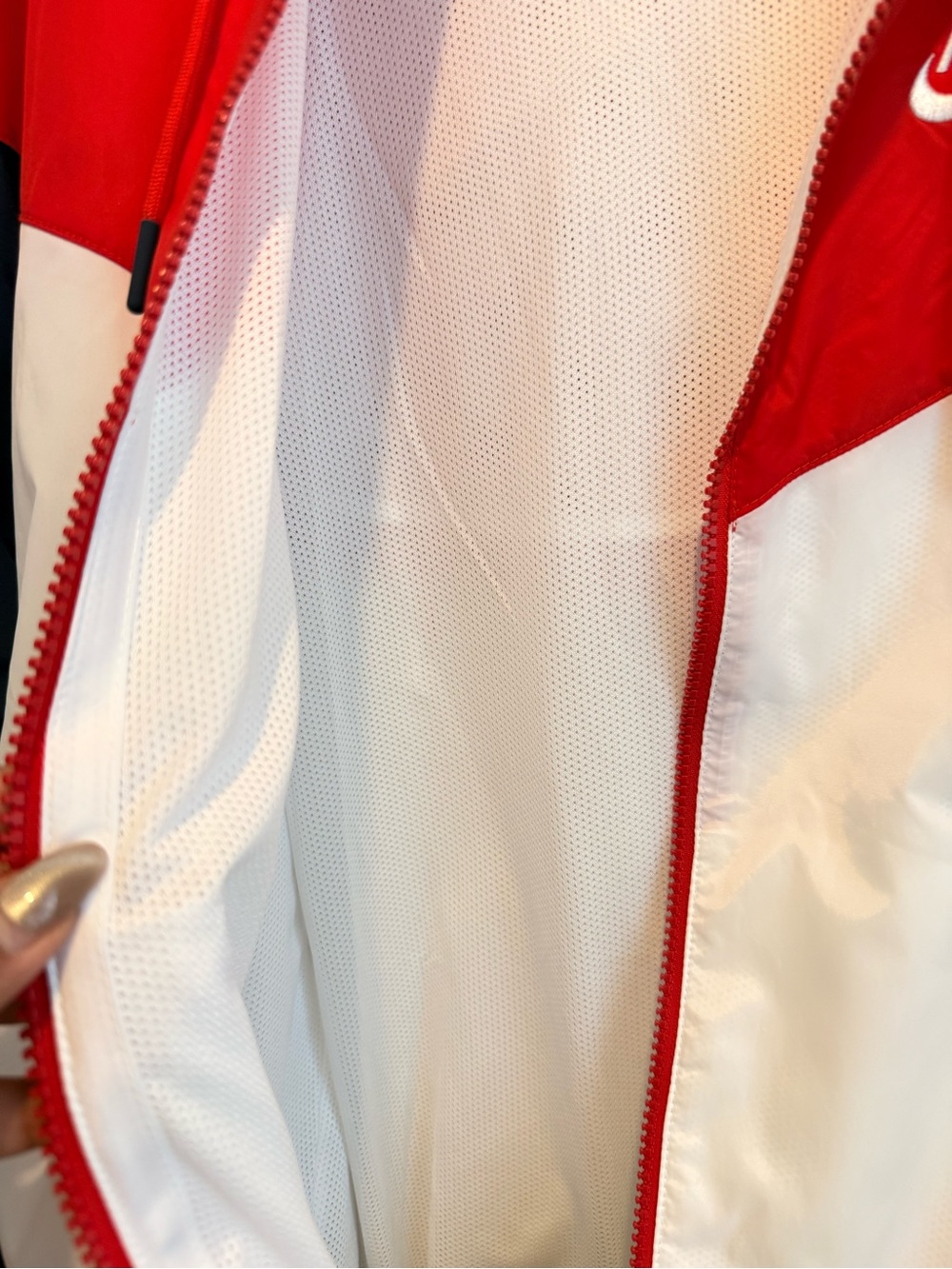 Nike Colorblock Hooded Windbreaker Jacket - Red / White / Navy - Picture 4 of 6